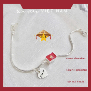 Vòng tay cờ Việt Nam cờ tổ quốc lắc tay bạc 925 charm lá cờ Việt Nam charm trái tim