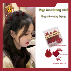 Kẹp tóc nhung mini đẹp xinh cặp càng cua nhỏ nhắn tạo kiểu đáng yêu trẻ trung nữ tính giá rẻ thời trang đi học đi chơi