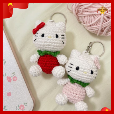Móc khoá len hello kitty thủ công phù hợp làm quà tặng