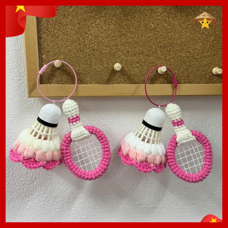 Móc khoá len cầu lông handmade bằng sợi len cao cấp