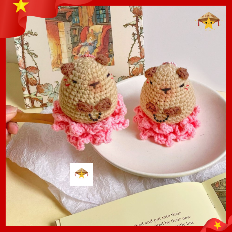 móc khoá len capybara handmade bằng sợi len mềm
