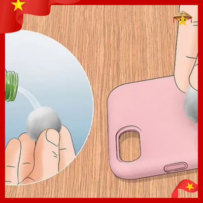 Hướng dẫn vệ sinh ốp lưng điện thoại bằng bông và dung dịch làm sạch, giúp loại bỏ bụi bẩn và giữ ốp luôn sạch đẹp